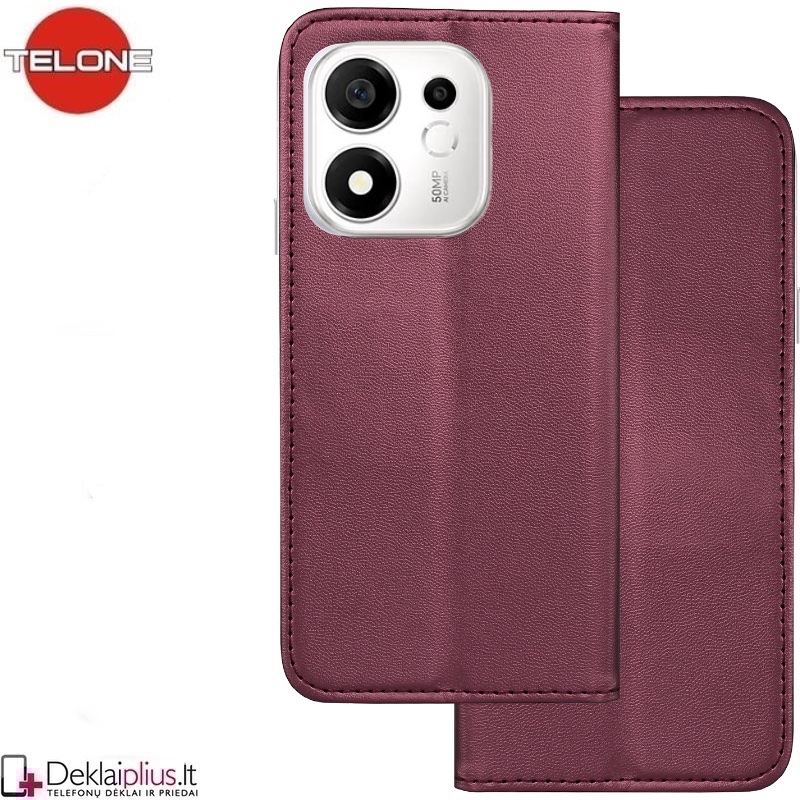 Telone dirbtinos odos atverčiamas dėklas - bordo spalvos (Huawei Honor 600 Smart) Telone dirbtinos odos atverčiamas dėklas - bordo spalvos (Huawei Honor 600 Smart)
